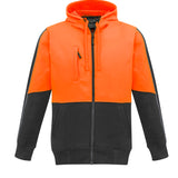 SYZMIK ZT485 MENS HIVIS FULL ZIP HOODIE-HOODIE-BOOTS CLOTHES SAFETY-ORANGE/CHARCOAL-SML-BOOTS CLOTHES SAFETY