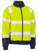 Bisley BJ6730T Taped Two Tone Hi Vis Bomber Jacket-HIVIS JACKET-BOOTS CLOTHES SAFETY-YELL/NAVY-SML-BOOTS CLOTHES SAFETY