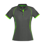 BIZ COLLECTION RAZOR LADIES POLO-WORKWEAR-BOOTS CLOTHES SAFETY-GREY / FL. LIME-8-BOOTS CLOTHES SAFETY