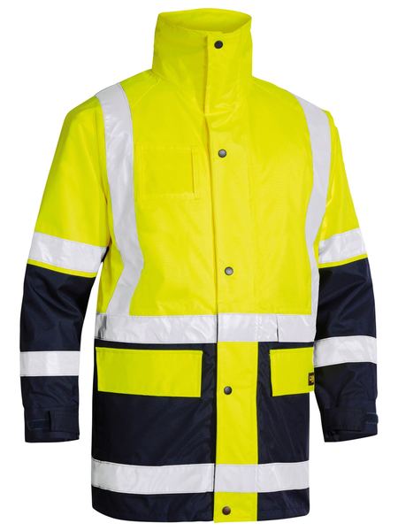 Bisley Taped 5 In 1 Rain Jacket BK6975-BOOTS CLOTHES SAFETY-S-Yellow/Navy-BOOTS CLOTHES SAFETY