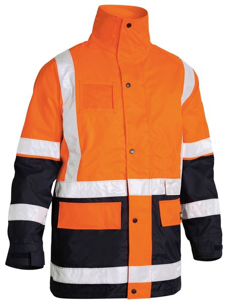 Bisley Taped 5 In 1 Rain Jacket BK6975-BOOTS CLOTHES SAFETY-S-Orange/Navy-BOOTS CLOTHES SAFETY