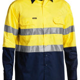 Bisley Taped Hi Vis Cool Lightweight Shirt BS6696T-HI VIS WORK SHIRTS-BOOTS CLOTHES SAFETY-XS-Yellow/Navy-BOOTS CLOTHES SAFETY