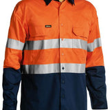 Bisley Taped Hi Vis Cool Lightweight Shirt BS6696T-HI VIS WORK SHIRTS-BOOTS CLOTHES SAFETY-XS-Orange/Navy-BOOTS CLOTHES SAFETY