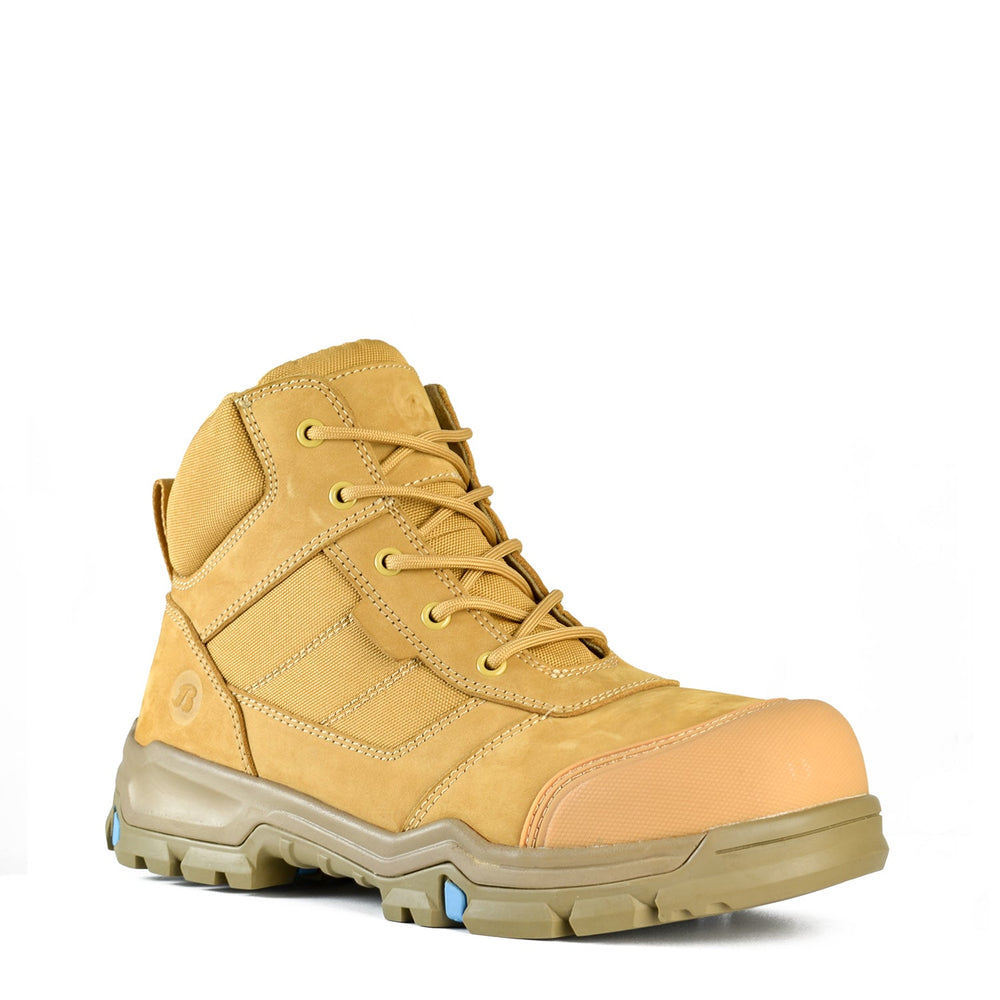 Bata Bazza Scuff Cap Mid Cut Zip Lace Safety Boots Wheat-WORK BOOT-THE BOOTS CLOTHES SAFETY STORE-BOOTS CLOTHES SAFETY