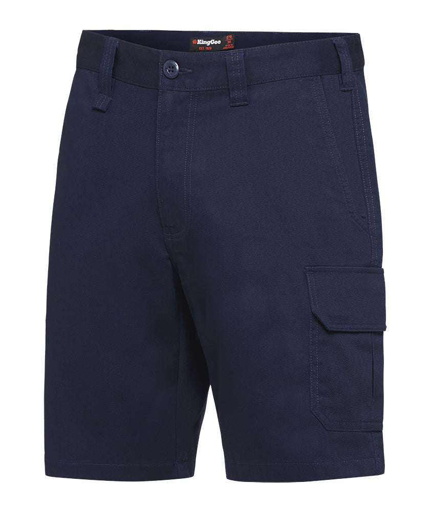 King Gee Stretch Cargo Short-WORK SHORTS-BOOTS CLOTHES SAFETY-77R-Navy-BOOTS CLOTHES SAFETY