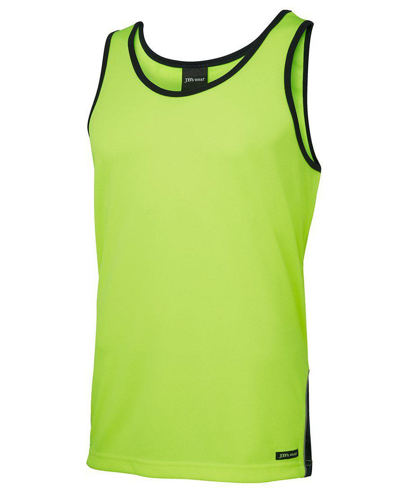 JB'S 6HCS4 HI VIS CONTRAST SINGLET-HI VIS SINGLET-BOOTS CLOTHES SAFETY-YELL/NAVY-SML-BOOTS CLOTHES SAFETY