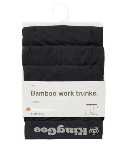 KING GEE BAMBOO WORK TRUNKS 3PK-UNDERWEAR-BOOTS CLOTHES SAFETY-BLACK-SML-BOOTS CLOTHES SAFETY
