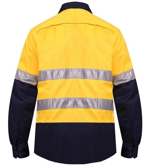 RITEMATE RM107V2R VENTED OPEN FRONT L/W L/S TAPED SHIRT 3PK-HI VIS WORK SHIRTS-BOOTS CLOTHES SAFETY-BOOTS CLOTHES SAFETY