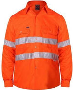 RITEMATE RM108V3R VENTED OPEN FRONT L/W L/S TAPED SHIRT-HI VIS WORK SHIRTS-BOOTS CLOTHES SAFETY-ORANGE-SML-BOOTS CLOTHES SAFETY