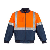 SYZMIK ZJ351 HI VIS QUILTED FLYING JACKET-HI VIS RAINWEAR-BOOTS CLOTHES SAFETY-ORAN/NAVY-SML-BOOTS CLOTHES SAFETY