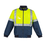 SYZMIK ZJ351 HI VIS QUILTED FLYING JACKET-HI VIS RAINWEAR-BOOTS CLOTHES SAFETY-YELL/NAVY-SML-BOOTS CLOTHES SAFETY