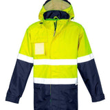 SYZMIK ZJ357 ULTRA LIGHT WATERPROOF JACKET-HI VIS RAINWEAR-BOOTS CLOTHES SAFETY-YELLOW/NAVY-SML-BOOTS CLOTHES SAFETY